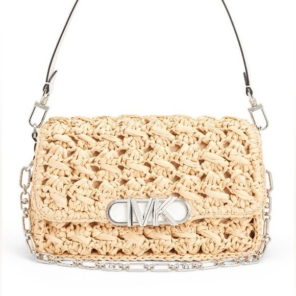Michael Kors | Parker Medium Woven Straw Shoulder Bag NWT - Picture 4 of 12